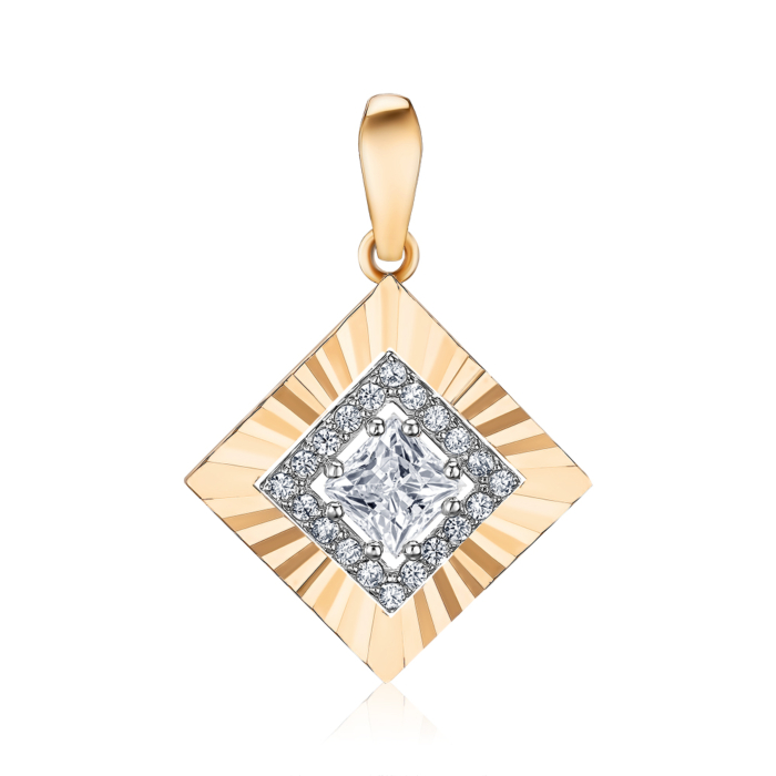 Золота підвіска з фіанітами P-591-P/14/1