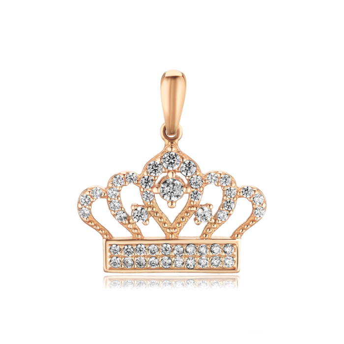 Золотая подвеска "Корона" с фианитами P-885-P/01/1