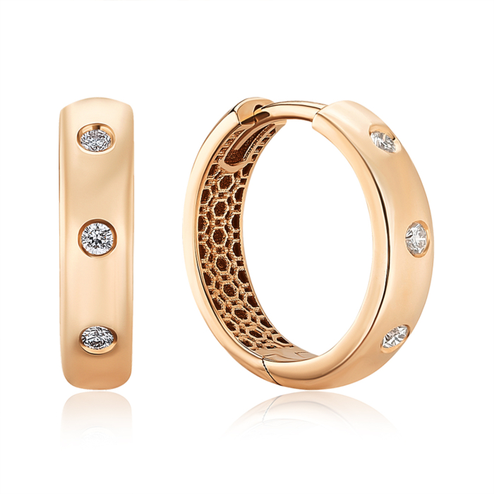Золотые серьги-конго с бриллиантами P-DE00110/01/8566