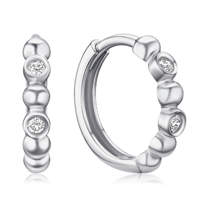 Золоті сережки-конго з діамантами. Артикул P-DE09003/02/1/8566