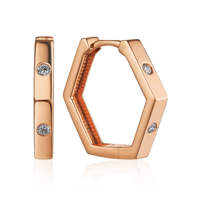 Золоті сережки з діамантами. Артикул P-DE09015/01/8566