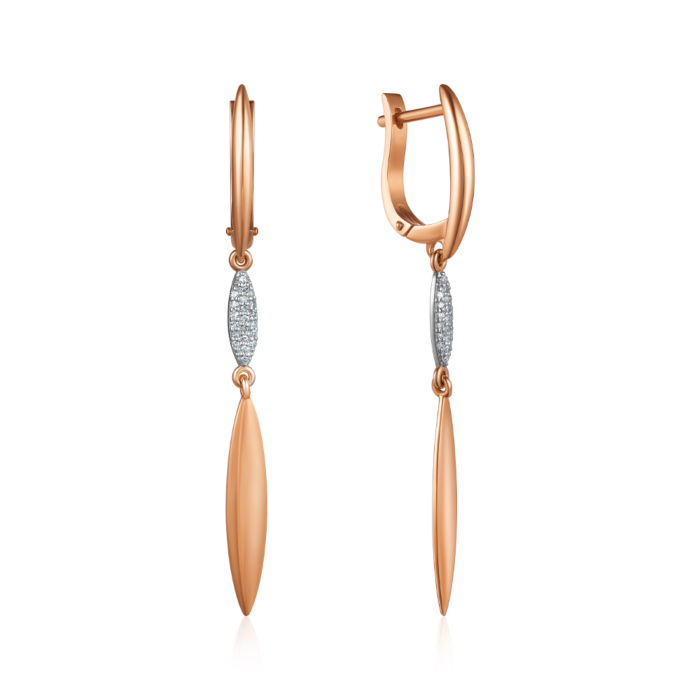 Золоті сережки з діамантами. Артикул P-DE09044/14/8007