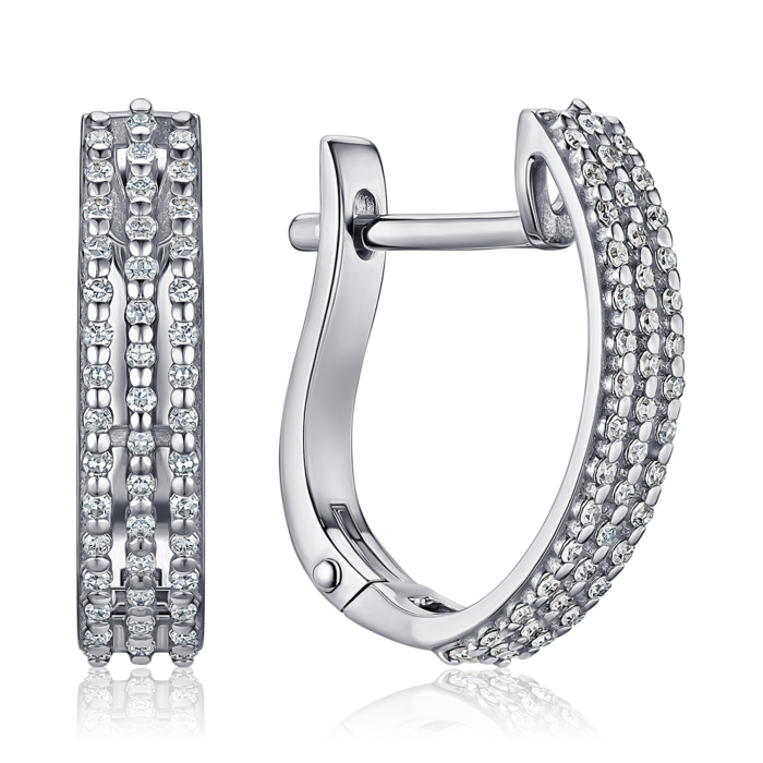 Золоті сережки з діамантами. Артикул P-DE09045/02/8007