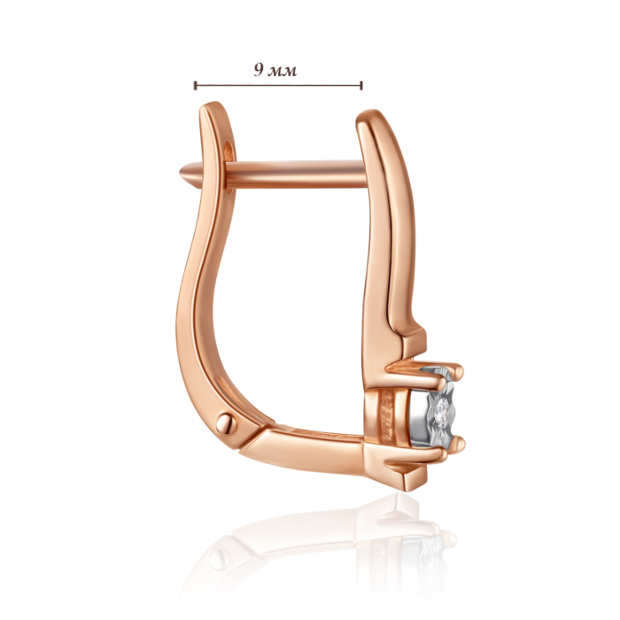 Золотые серьги с бриллиантом. Артикул P-DE09048/14/8582