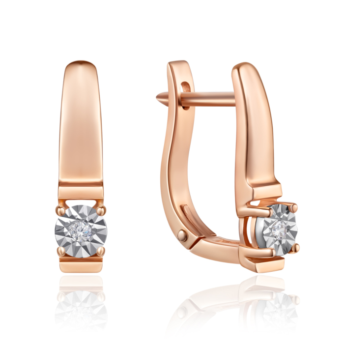 Золотые серьги с бриллиантом. Артикул P-DE09048/14/8582