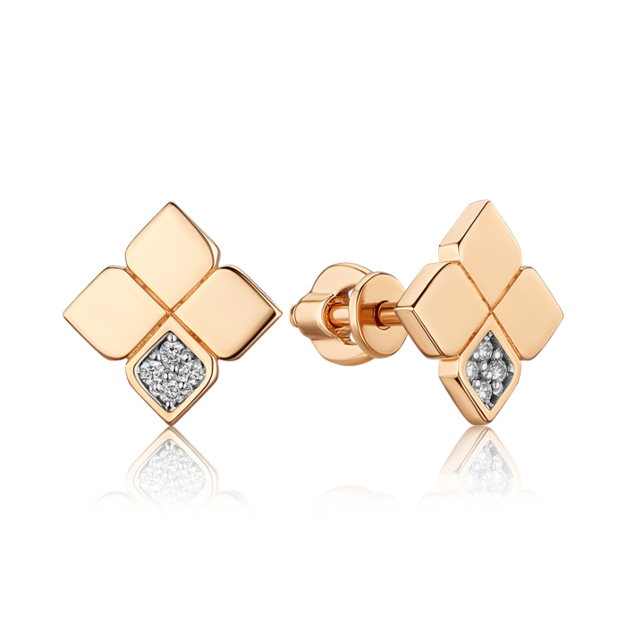 Золоті сережки з діамантами. Артикул P-DE09050/01/9023