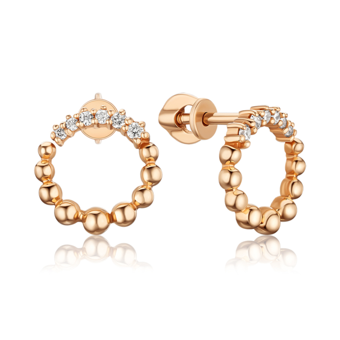 Золоті сережки-пусети з діамантами P-DE09051/01/9223