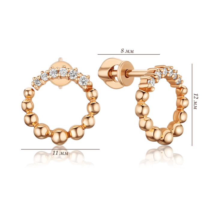 Золотые серьги-пуссеты с бриллиантами P-DE09051/01/9223