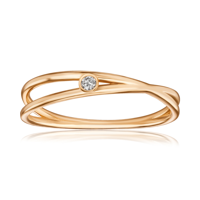Золота каблучка з діамантом. Артикул P-DNR0074/01/9022