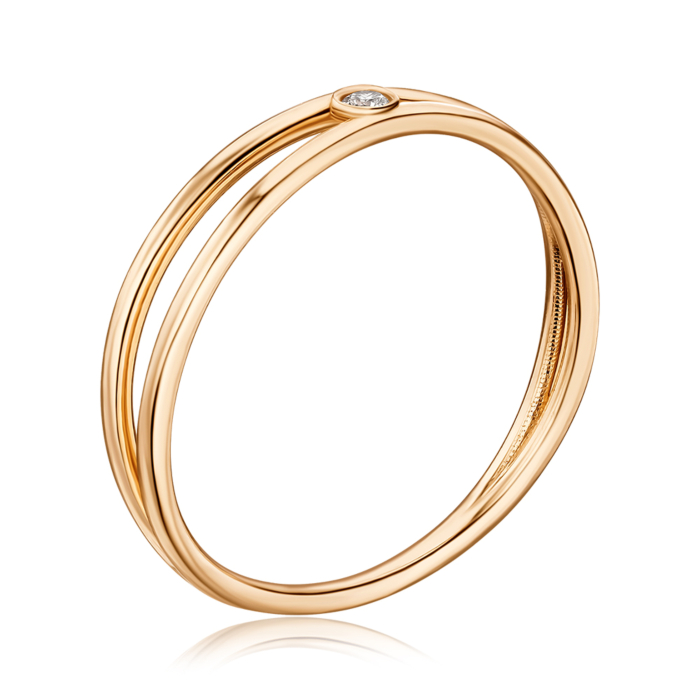 Золота каблучка з діамантом. Артикул P-DNR0074/01/9022