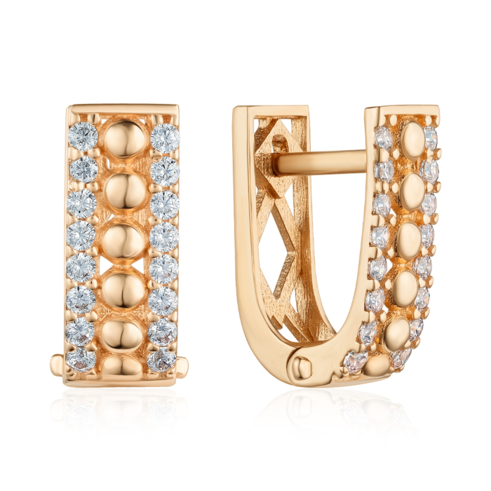 Золоті сережки з фіанітами. Артикул P-E2001-1-E/01/1