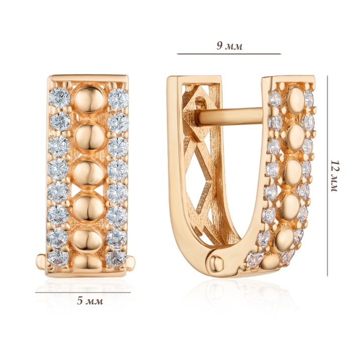 Золоті сережки з фіанітами. Артикул P-E2001-1-E/01/1