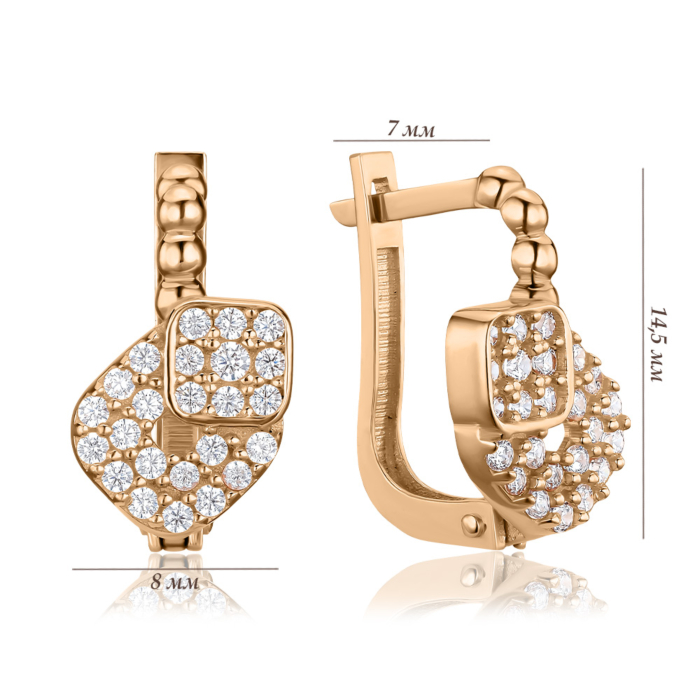 Золоті сережки з фіанітами P-E2033-E/01/1