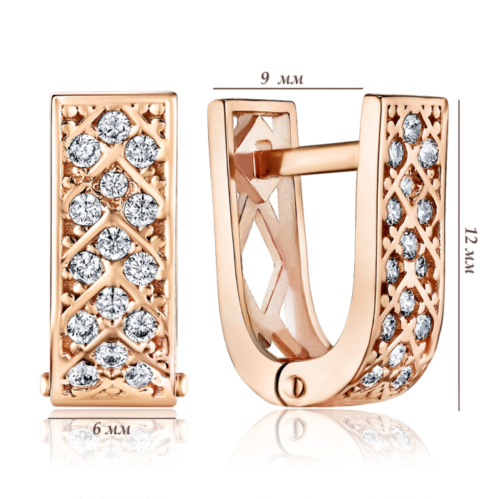 Золоті сережки з фіанітами. Артикул P-E2038-E/01/1