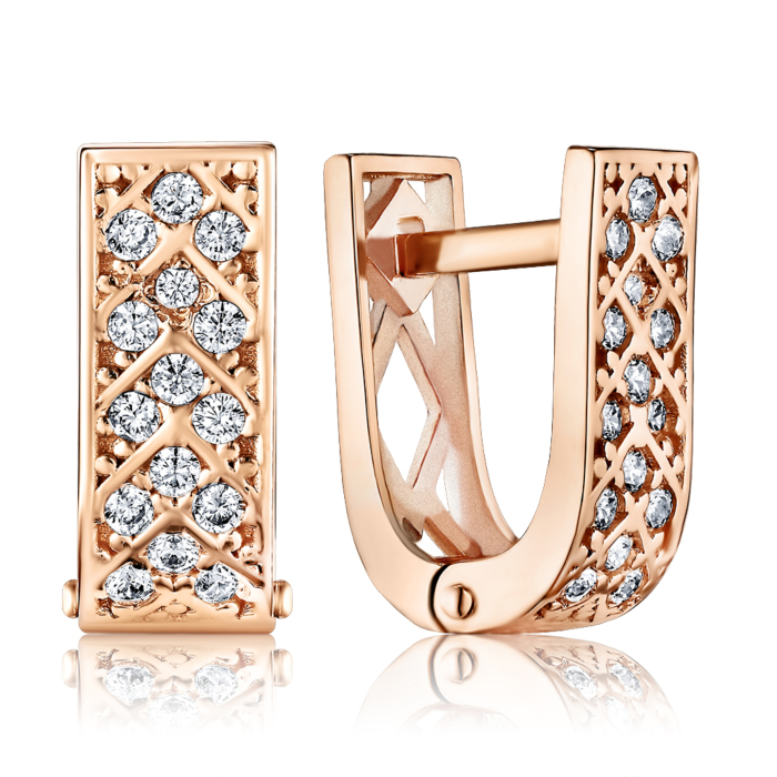 Золоті сережки з фіанітами. Артикул P-E2038-E/01/1