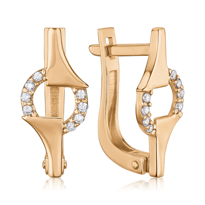 Золотые серьги с фианитами P-E4005-E/01/1