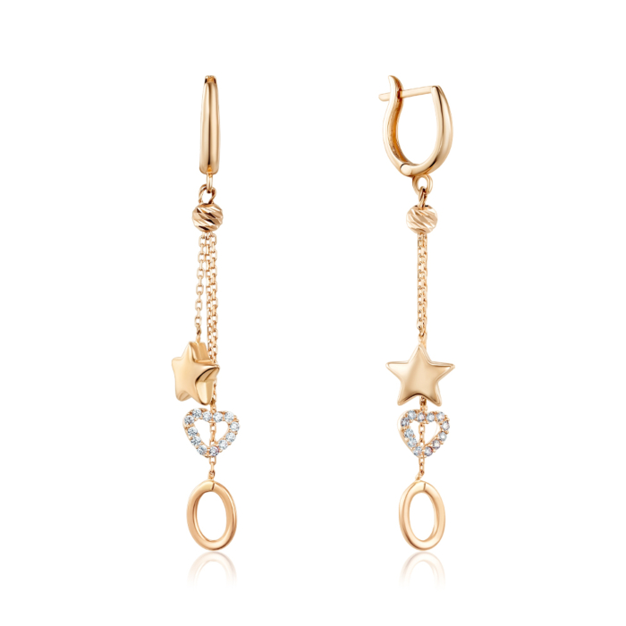 Золоті сережки з фіанітами. Артикул P-E6049-E/01/1