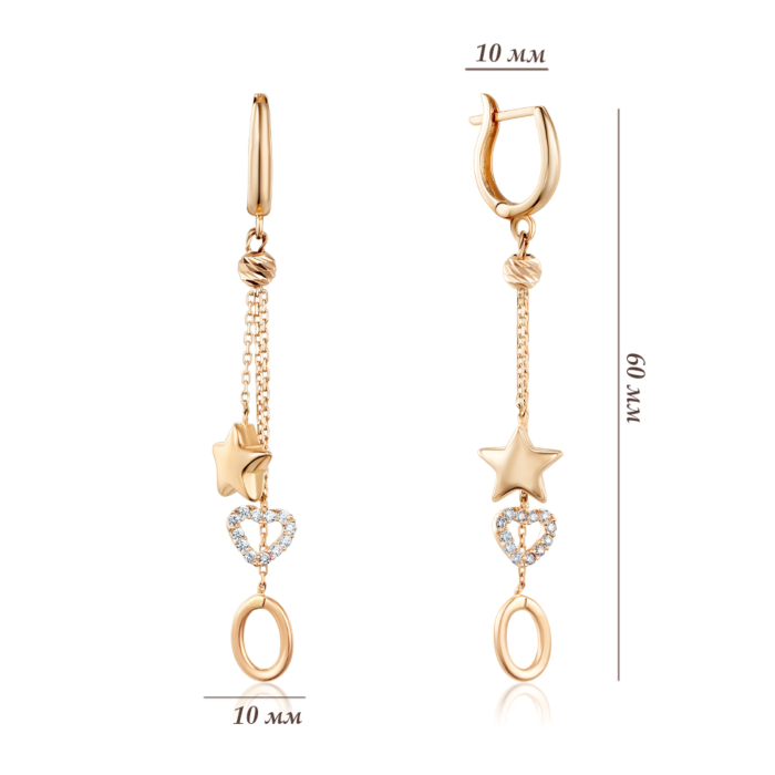 Золоті сережки з фіанітами. Артикул P-E6049-E/01/1