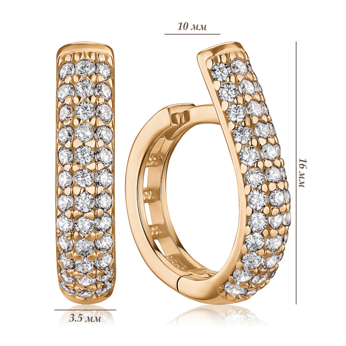 Золоті сережки конго з фіанітами P-EE0919-05-E/01/1