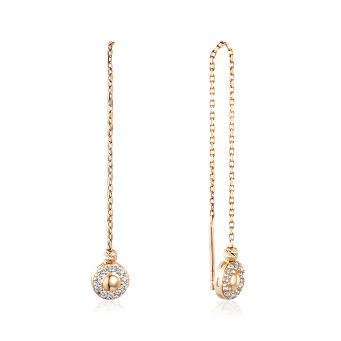 Золоті сережки з фіанітами. Артикул P-EY02034-E/01/1