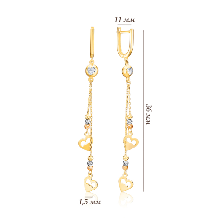 Золотые серьги с фианитом P-EY02048-1-E/19/1