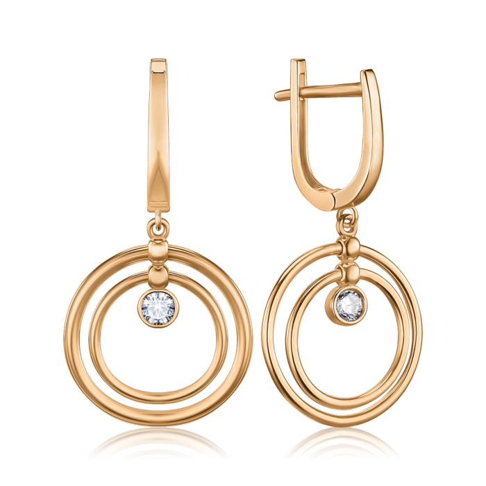 Золоті сережки з фіанітом P-630-E/01/1