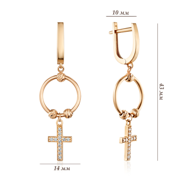 Золоті сережки з фіанітами. Артикул P-EY02188-E/01/1