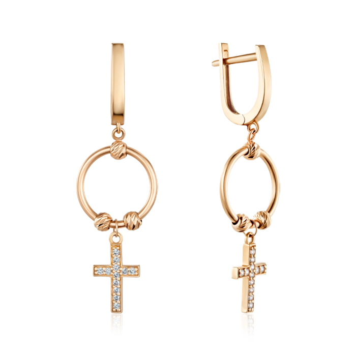 Золоті сережки з фіанітами. Артикул P-EY02188-E/01/1