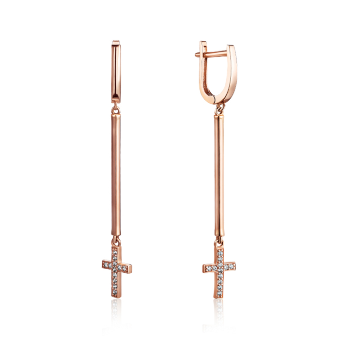 Золоті сережки з фіанітами. Артикул P-EY02189-E/01/1