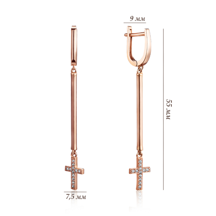 Золоті сережки з фіанітами. Артикул P-EY02189-E/01/1