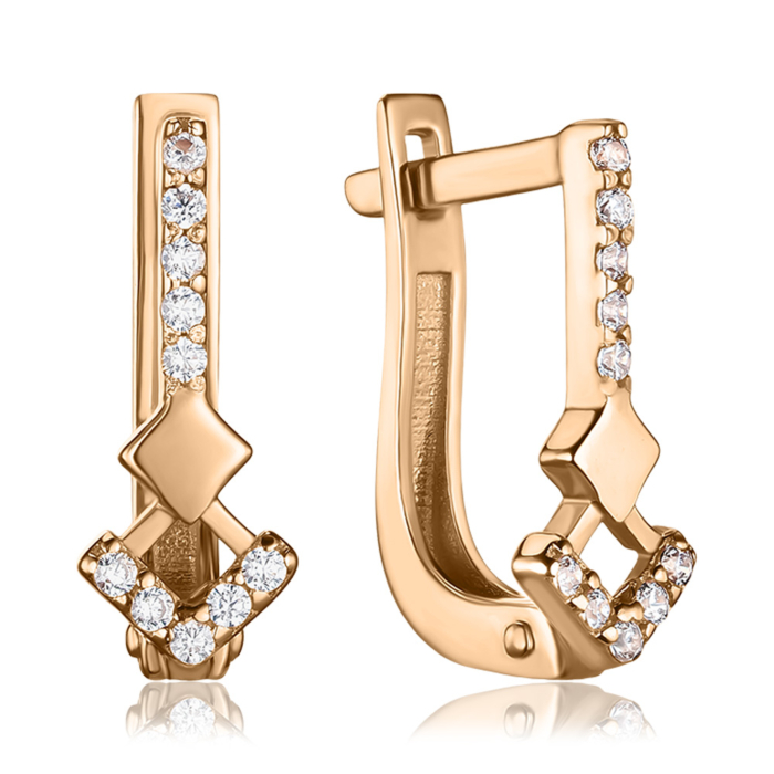 Золотые серьги с фианитами P-EY03048-E/01/1