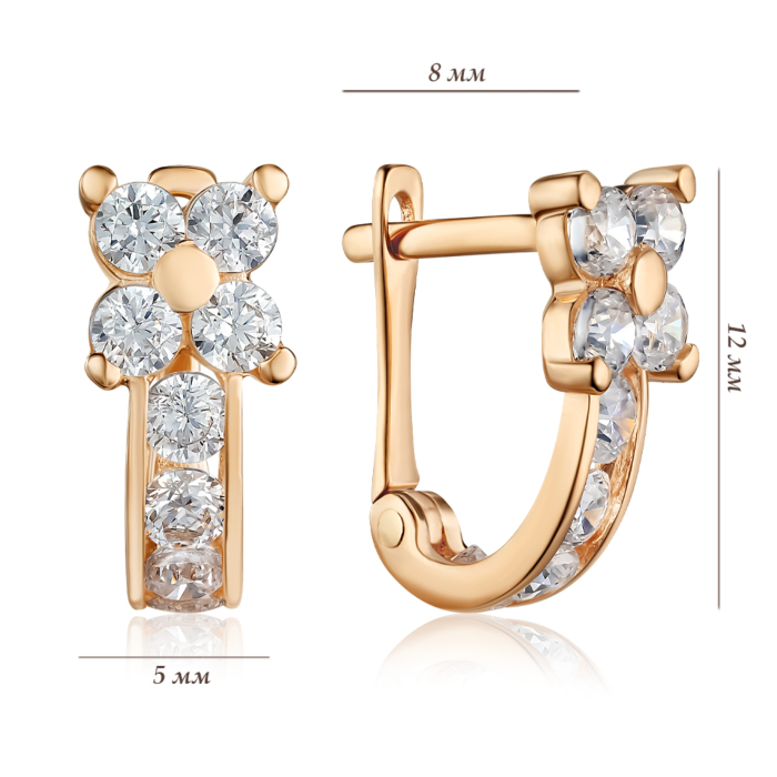 Золоті сережки з фіанітами. Артикул P-EY04047-E/01/1