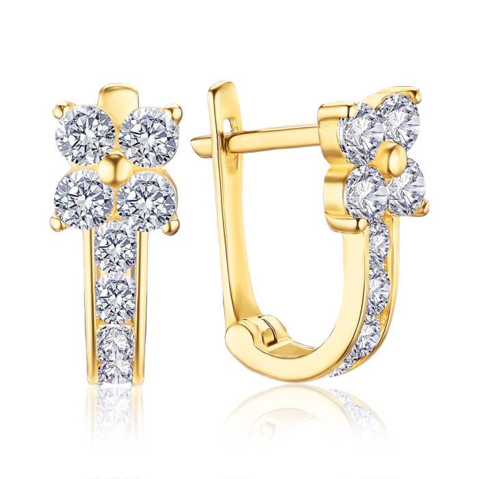 Сережки з жовтого золота з фіанітами P-EY04047-E/03/1