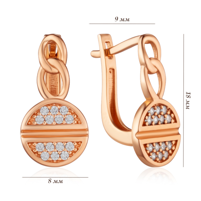 Золотые серьги с фианитами. Артикул P-EYO3001-E/01/1