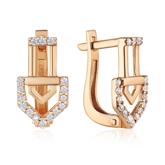 Золоті сережки з фіанітами. Артикул P-EYO3002-E/01/1