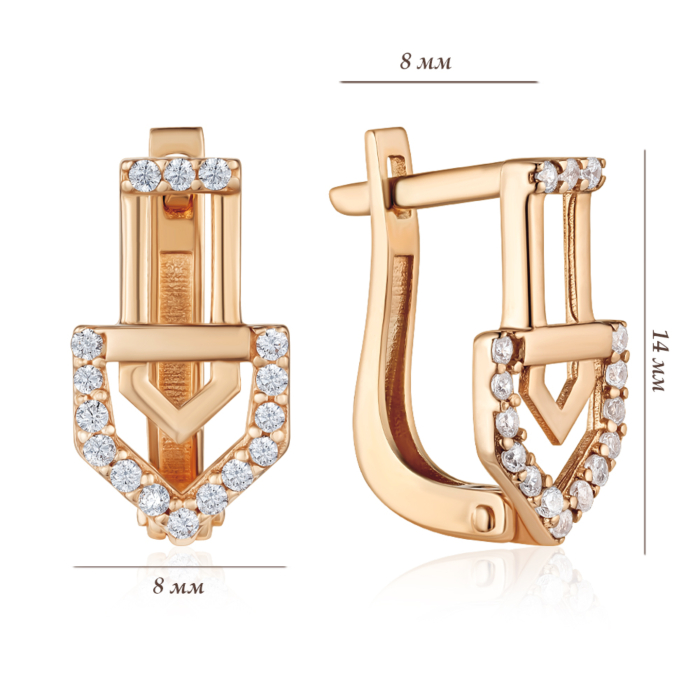 Золоті сережки з фіанітами. Артикул P-EYO3002-E/01/1