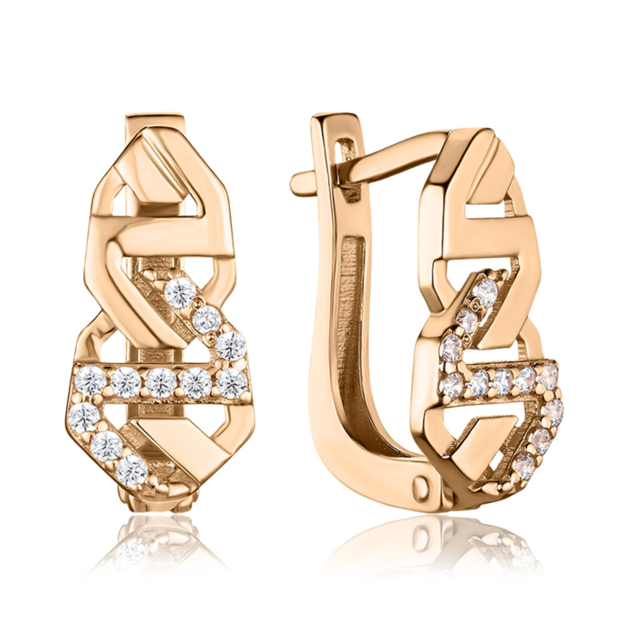 Золотые серьги с фианитами P-EYO3012-E/01/1