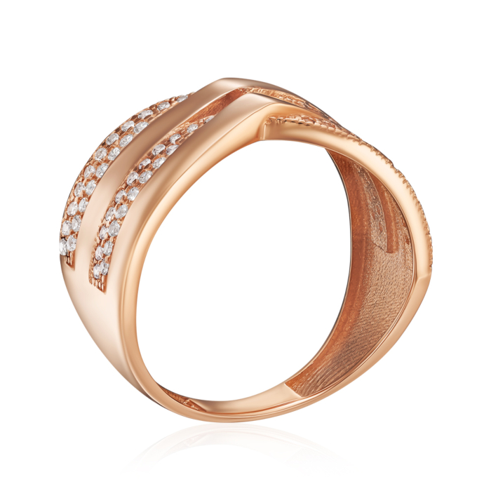 Золотое кольцо с фианитами. Артикул P-K-3053-R/01/1