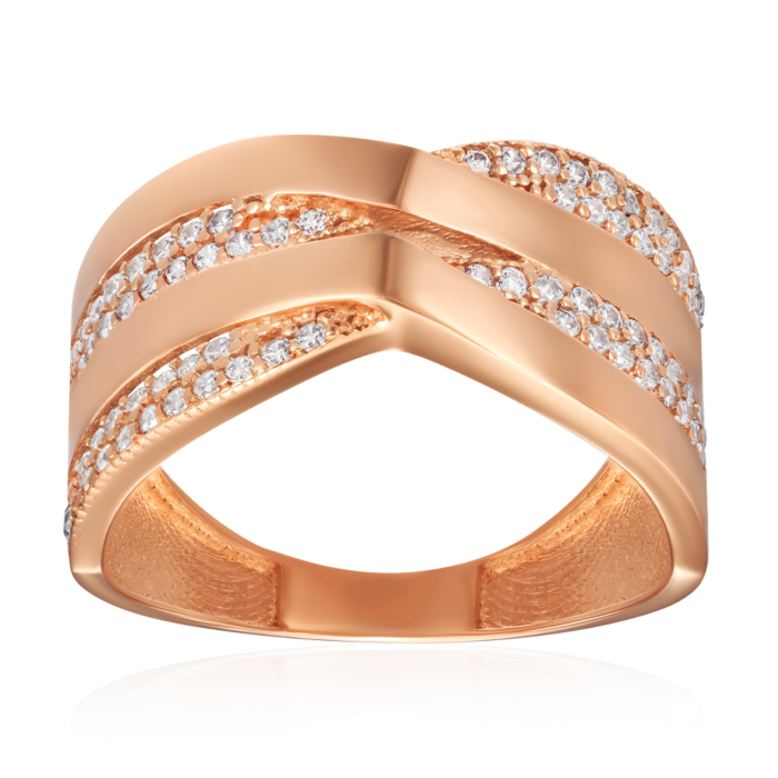 Золотое кольцо с фианитами. Артикул P-K-3053-R/01/1