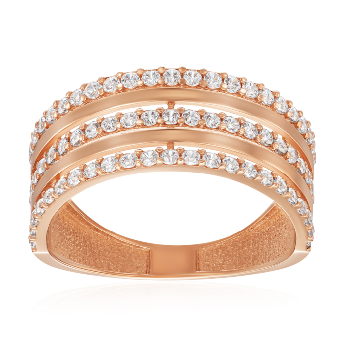 Золота каблучка з фіанітами. Артикул P-K-3059-R/01/1