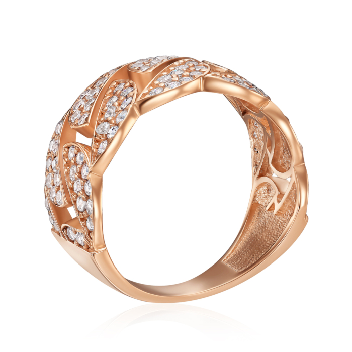 Каблучка з червоного золота з фіанітами P-K-3062-R/01/1