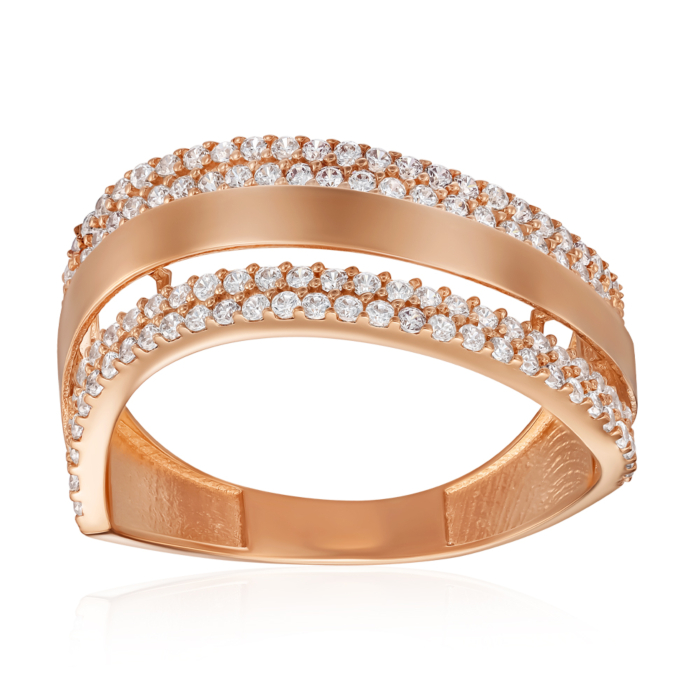 Золотое кольцо с фианитами. Артикул P-K-3066-R/01/1