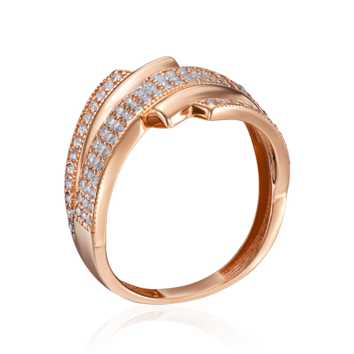 Кольцо из красного золота  с фианитами P-K-3071-R/01/1