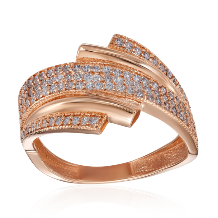 Кольцо из красного золота  с фианитами P-K-3071-R/01/1