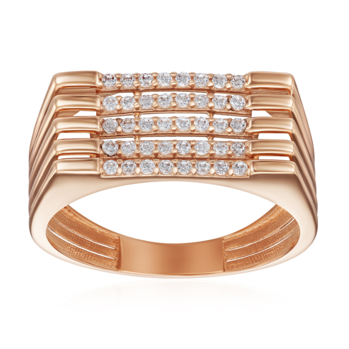 Кольцо из красного золота с фианитами P-K-3073-R/01/1