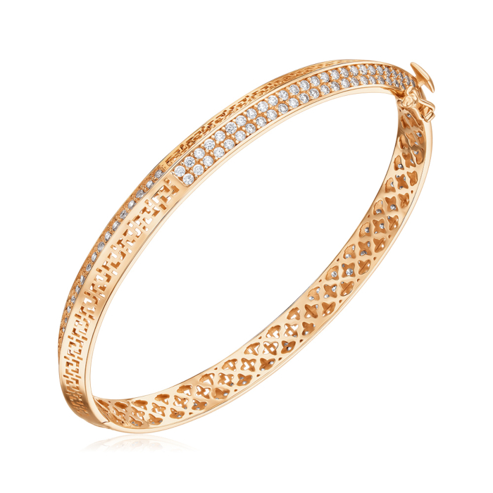 Жорсткий золотий браслет з фіанітами P-K-5302-B/01/1