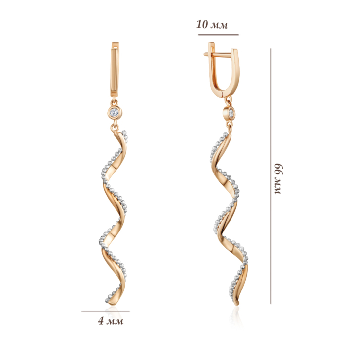 Золоті сережки з фіанітами. Артикул P-K-5398-E/14/1