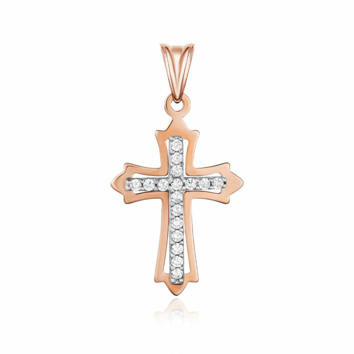 Золотий хрестик з фіанітами. Артикул P-P4382-P/01/1