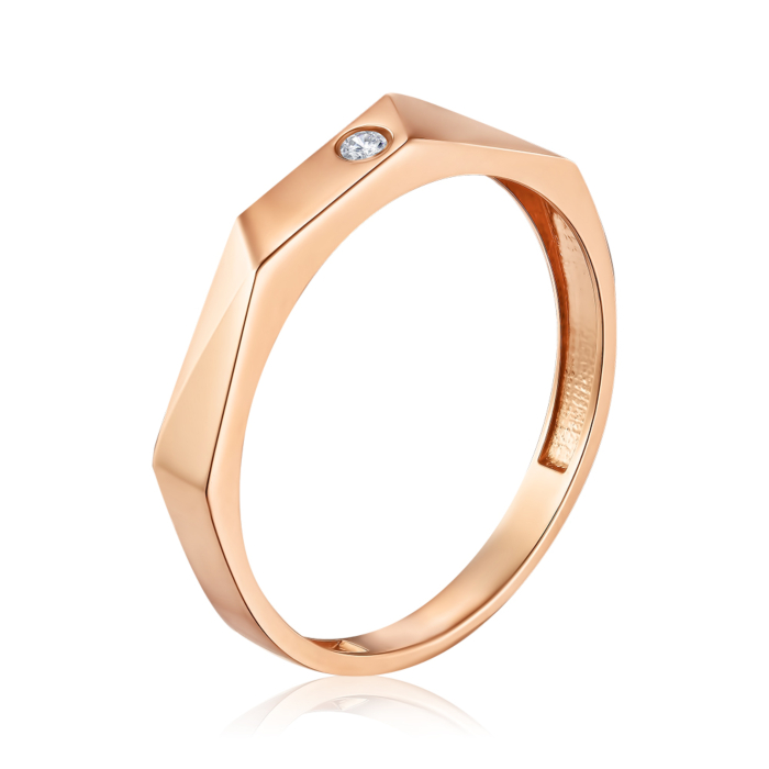 Золотое кольцо с фианитом. Артикул P-R01088-R/01/1