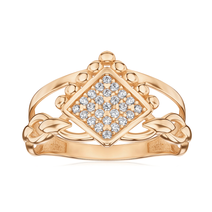 Золота каблучка з фіанітами P-R01142-R/01/1